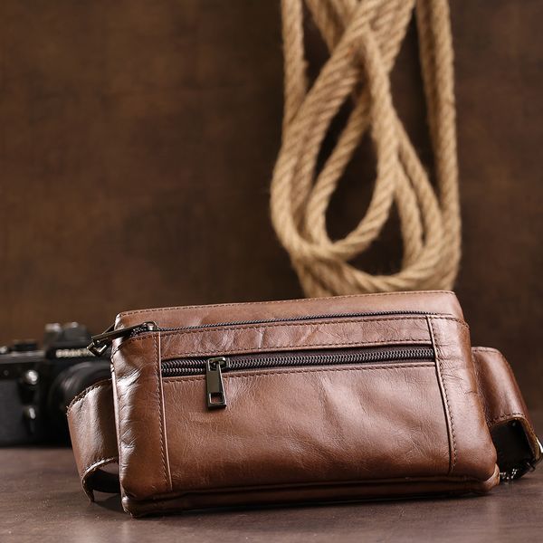 Unisex Leather Belt Bag Vintage 20457 Brown 20457 фото