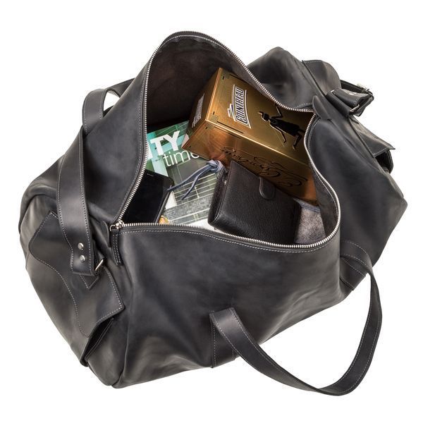Travel bag Grande Pelle 11046 made of vintage leather Black 20550 фото