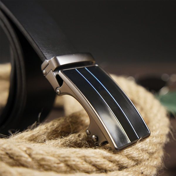 Men's belt with automatic buckle and stripes Vintage 20330 Black 20330 фото