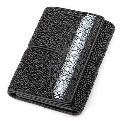 Гаманець жіночий STINGRAY LEATHER 18269 з натуральної шкіри морського скату Чорний 18269 фото