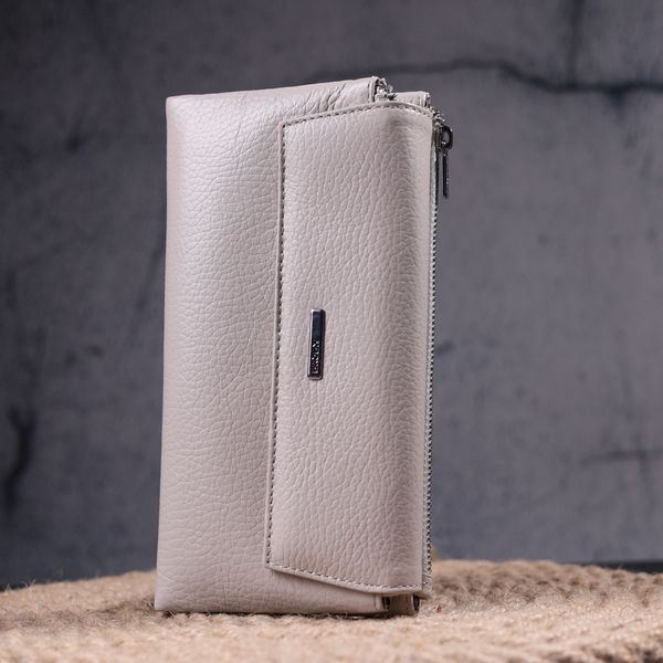 Functional women's wallet made of genuine leather KARYA 21359 Beige 21359 фото