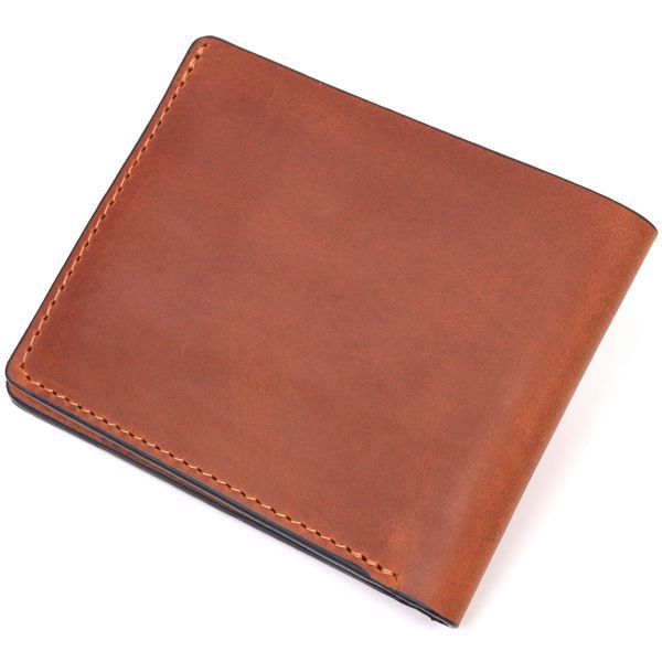 Reliable men's leather bifold wallet Ukraine GRANDE PELLE 16738 Light brown 16738 фото