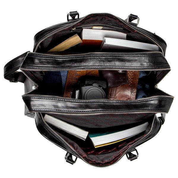 Business men's travel bag smooth leather KARYA 17385 Black 17385 фото