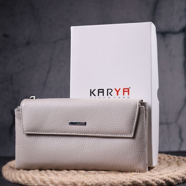 Functional women's wallet made of genuine leather KARYA 21359 Beige 21359 фото