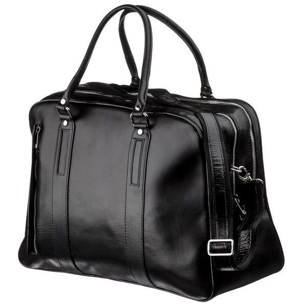 Business men's travel bag smooth leather KARYA 17385 Black 17385 фото