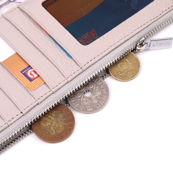 Functional women's wallet made of genuine leather KARYA 21359 Beige 21359 фото
