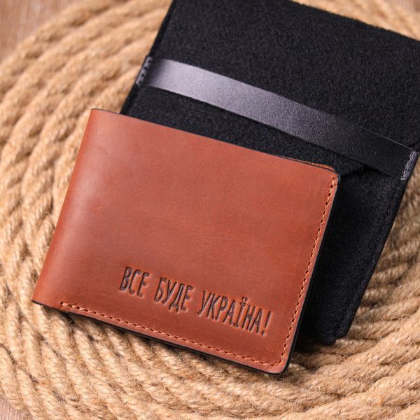 Reliable men's leather bifold wallet Ukraine GRANDE PELLE 16738 Light brown 16738 фото