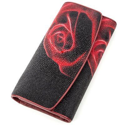 Гаманець жіночий STINGRAY LEATHER 18634 з натуральної шкіри морського скату Чорний 18634 фото