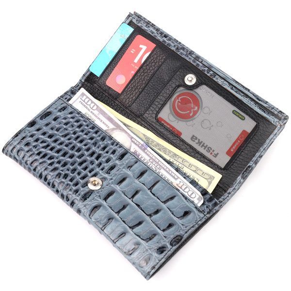 Необычный женский кошелек из натуральной фактурной кожи под крокодила KARYA 21015 Серый 21015 фото