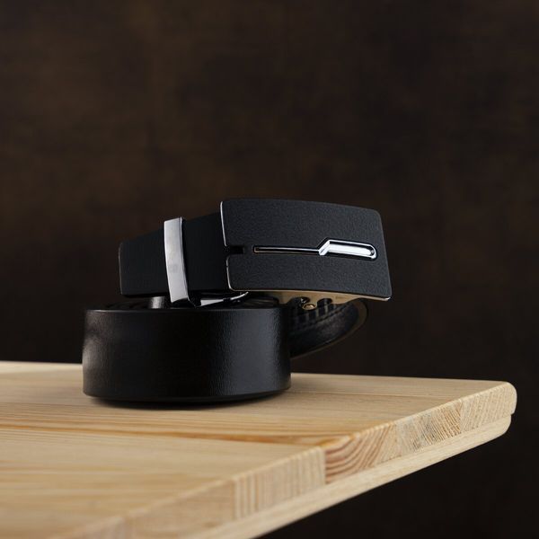 Men's belt with matte buckle Vintage 20335 Black 20335 фото