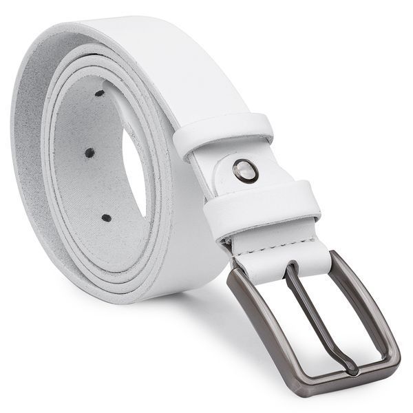 Universal belt made of genuine leather Vintage 20703 White 20703 фото