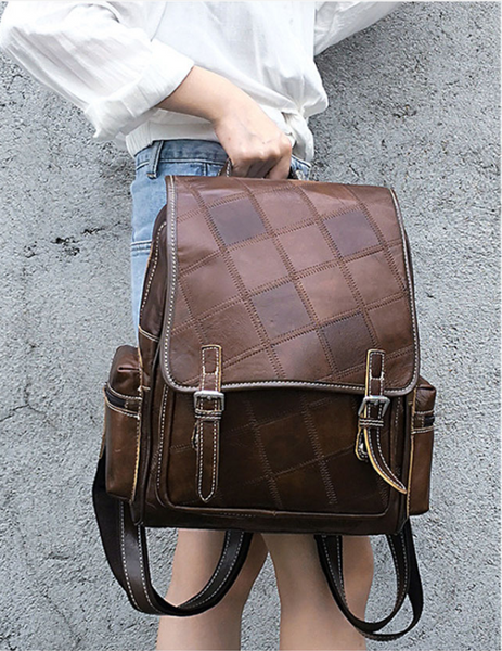 Women's backpack in Vintage check 20049 Brown 20049 фото