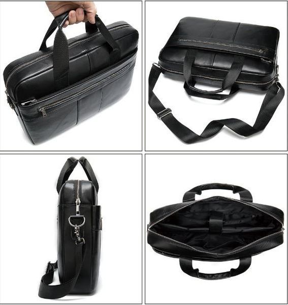 Business men's leather bag Vintage 14794 Black 14794 фото