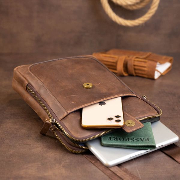 Men's bag leather tablet with two compartments SHVIGEL 11285 Brown 11285 фото