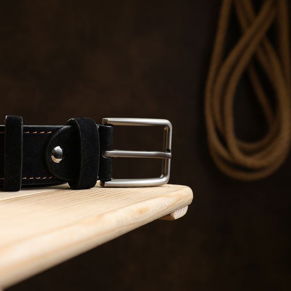 Original suede belt for men Vintage 20704 Black 20704 фото