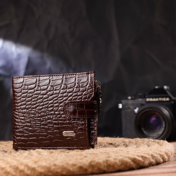 Horizontal men's wallet made of genuine textured leather CANPELLINI 21503 Brown 21503 фото