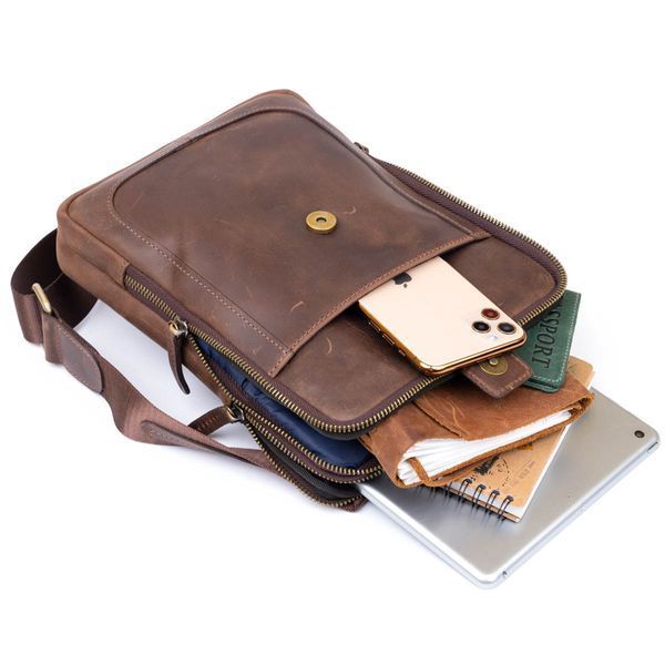 Men's bag leather tablet with two compartments SHVIGEL 11285 Brown 11285 фото