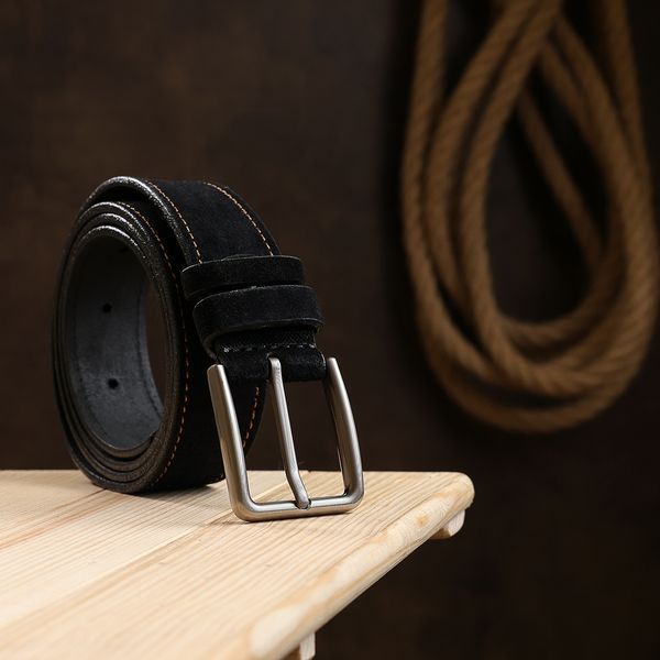 Original suede belt for men Vintage 20704 Black 20704 фото