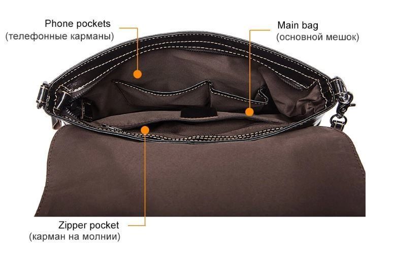 Сумка чоловіча шкіряна з розширенням Чорна Vintage 14852 фото