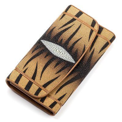 Гаманець жіночий STINGRAY LEATHER 18087 з натуральної шкіри морського скату Коричневий 18087 фото