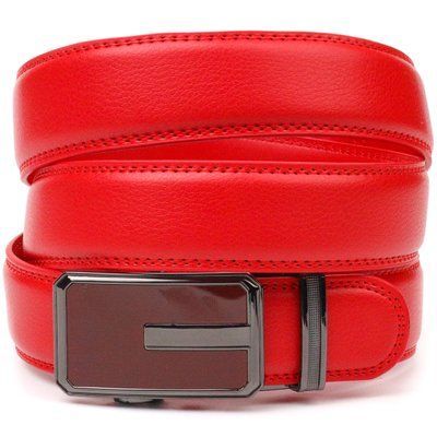 Trouser belt with automatic buckle made of genuine leather Vintage 20220 Red 20220 фото