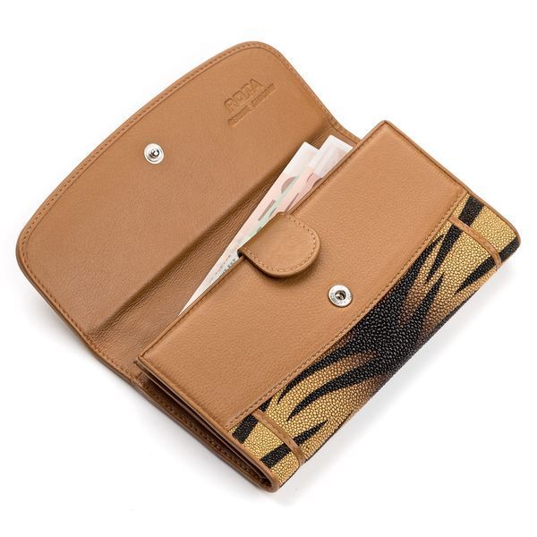Гаманець жіночий STINGRAY LEATHER 18087 з натуральної шкіри морського скату Коричневий 18087 фото