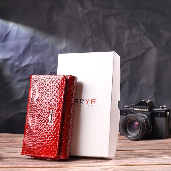 Bright women's purse made of patent textured leather KARYA 21428 Red 21428 фото