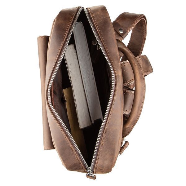 Unisex backpack made of matte leather SHVIGEL 11175 Brown 11175 фото