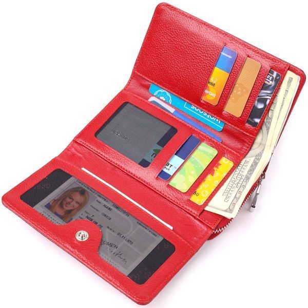 Bright women's purse made of patent textured leather KARYA 21428 Red 21428 фото