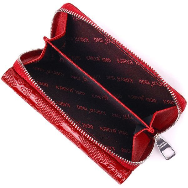 Bright women's purse made of patent textured leather KARYA 21428 Red 21428 фото