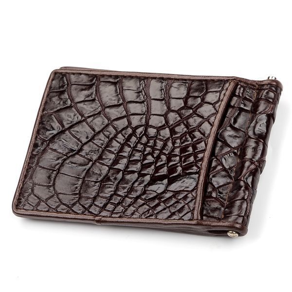 Затискач CROCODILE LEATHER 18052 з натуральної шкіри крокодила Коричневий 18052 фото