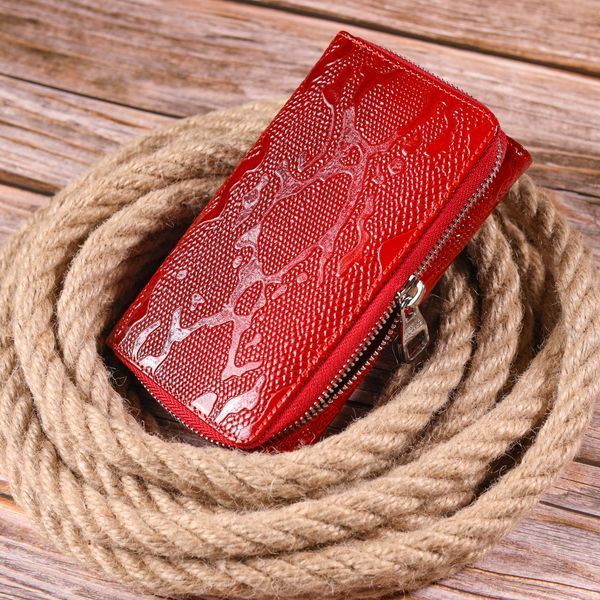 Bright women's purse made of patent textured leather KARYA 21428 Red 21428 фото