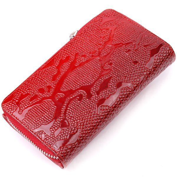 Bright women's purse made of patent textured leather KARYA 21428 Red 21428 фото