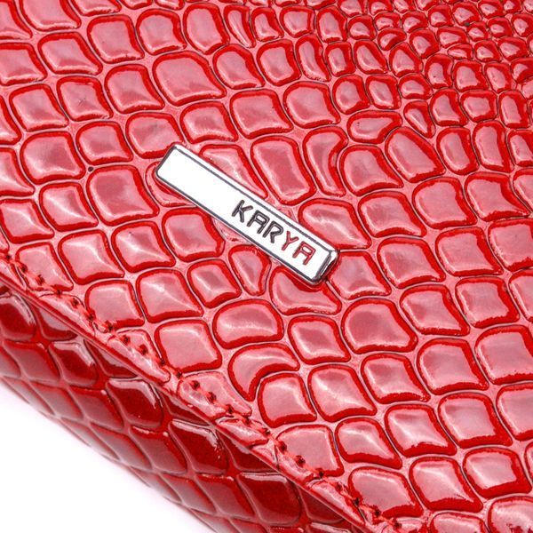 Bright women's purse made of patent textured leather KARYA 21428 Red 21428 фото