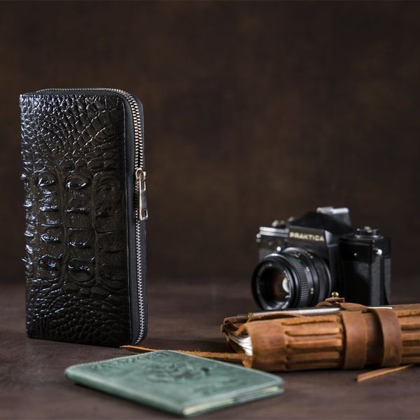 Clutch wallet made of genuine crocodile leather CROCODILE LEATHER 18016 Black 18016 фото