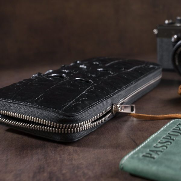 Clutch wallet made of genuine crocodile leather CROCODILE LEATHER 18016 Black 18016 фото