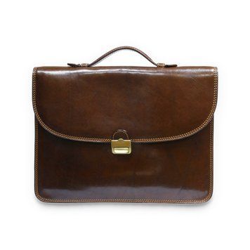 Деловой портфель из гладкой глянцевой натуральной кожи Tony Perotti 20919_1 (8091 cognac) Коньячный 54808 фото