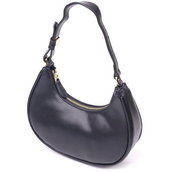 Fashionable women's hobo bag made of genuine smooth leather 21288 Vintage Black 21288 фото