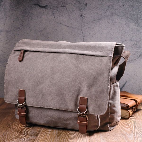 Spacious horizontal men's laptop bag made of textile 21241 Vintage Gray 21241 фото