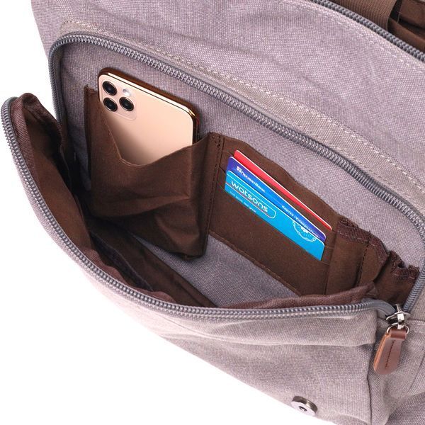 Spacious horizontal men's laptop bag made of textile 21241 Vintage Gray 21241 фото