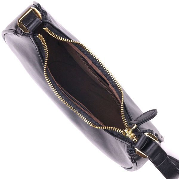 Fashionable women's hobo bag made of genuine smooth leather 21288 Vintage Black 21288 фото