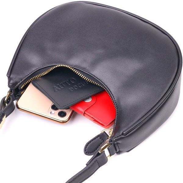 Fashionable women's hobo bag made of genuine smooth leather 21288 Vintage Black 21288 фото