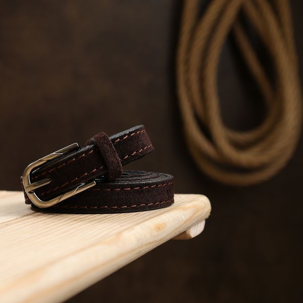 Suede elegant women's belt Vintage 20757 Dark brown 20757 фото