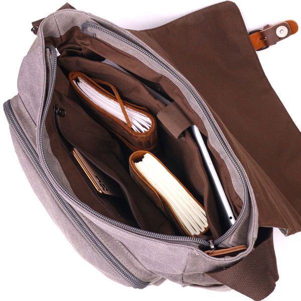 Spacious horizontal men's laptop bag made of textile 21241 Vintage Gray 21241 фото