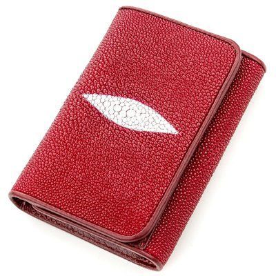 Гаманець вертикальний жіночий STINGRAY LEATHER 18637 з натуральної шкіри морського скату Бордовий 18637 фото