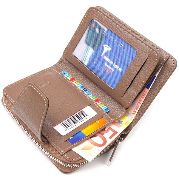 Reliable vertical wallet for women with a coin holder with a zipper made of genuine leather flotar CANPELLINI 21606 Beige 21606 фото