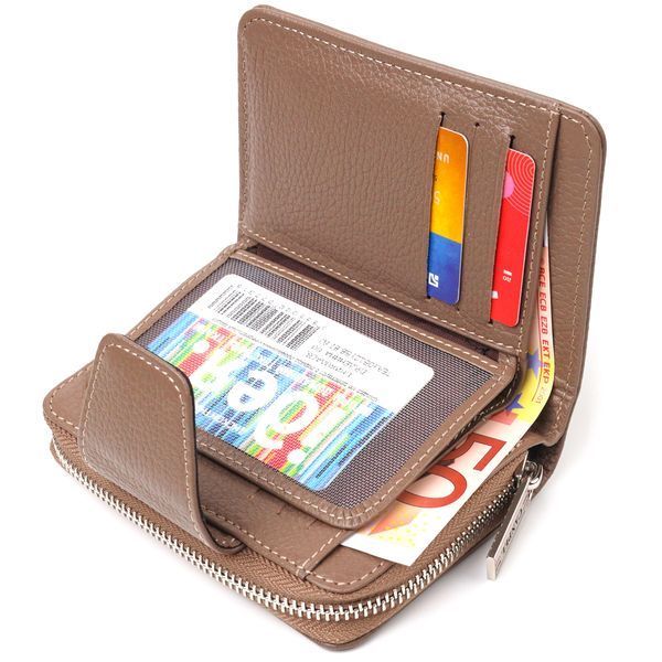 Reliable vertical wallet for women with a coin holder with a zipper made of genuine leather flotar CANPELLINI 21606 Beige 21606 фото