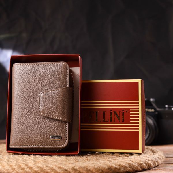 Reliable vertical wallet for women with a coin holder with a zipper made of genuine leather flotar CANPELLINI 21606 Beige 21606 фото