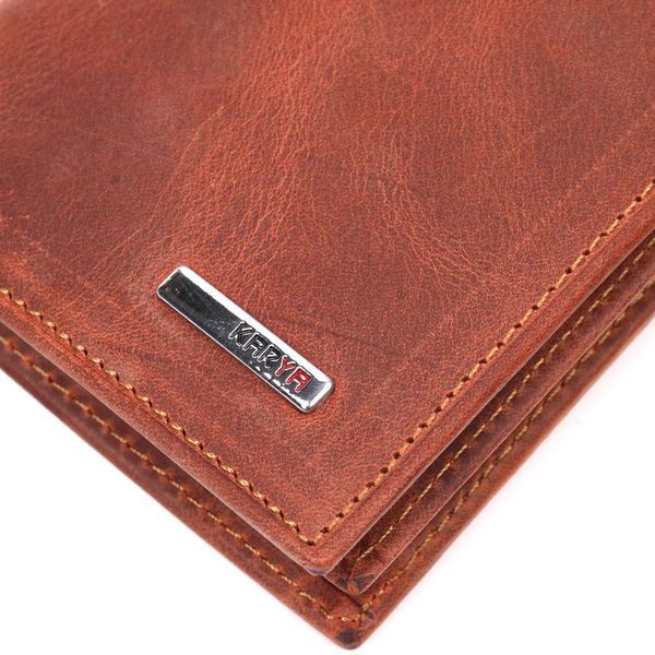 Men's vertical wallet without clasp in vintage leather KARYA 21363 Red 21363 фото