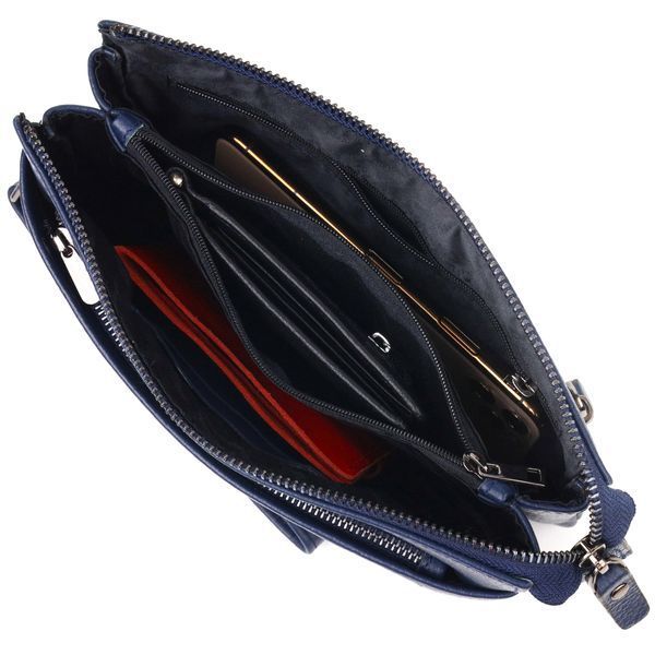 Original men's clutch made of genuine grain leather CANPELLINI 21555 Blue 21555 фото